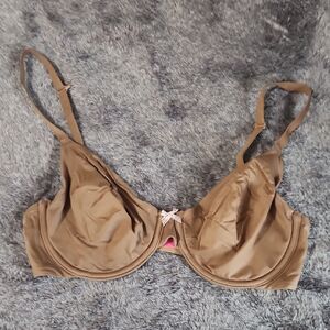 Betsey Johnson Brown Underwire Bra with Pink Accent